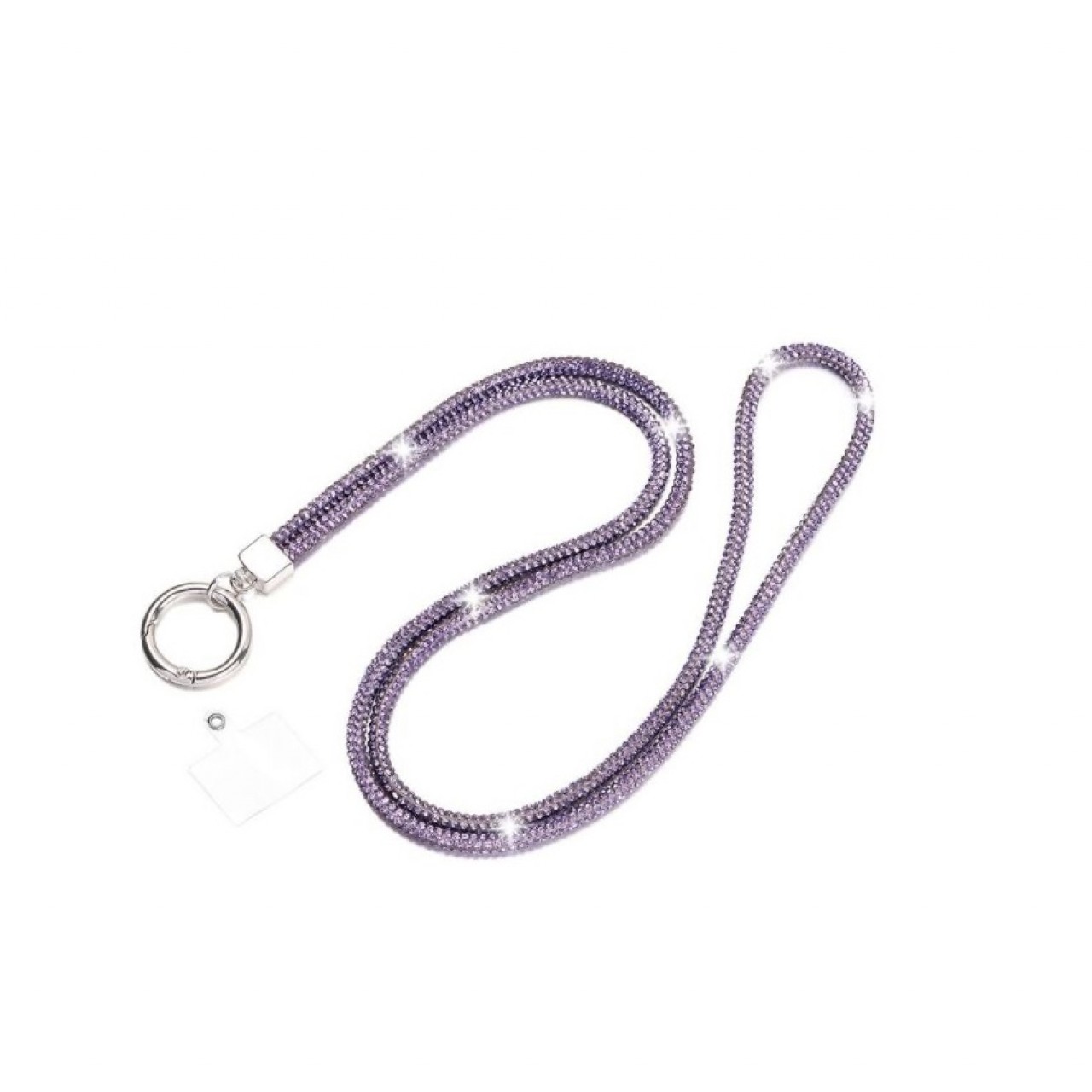 Λουράκι Λαιμού Κινητού Στρας με Μεταλλικό Δαχτυλίδι Λιλά - Purple Mobile Strass Necklace