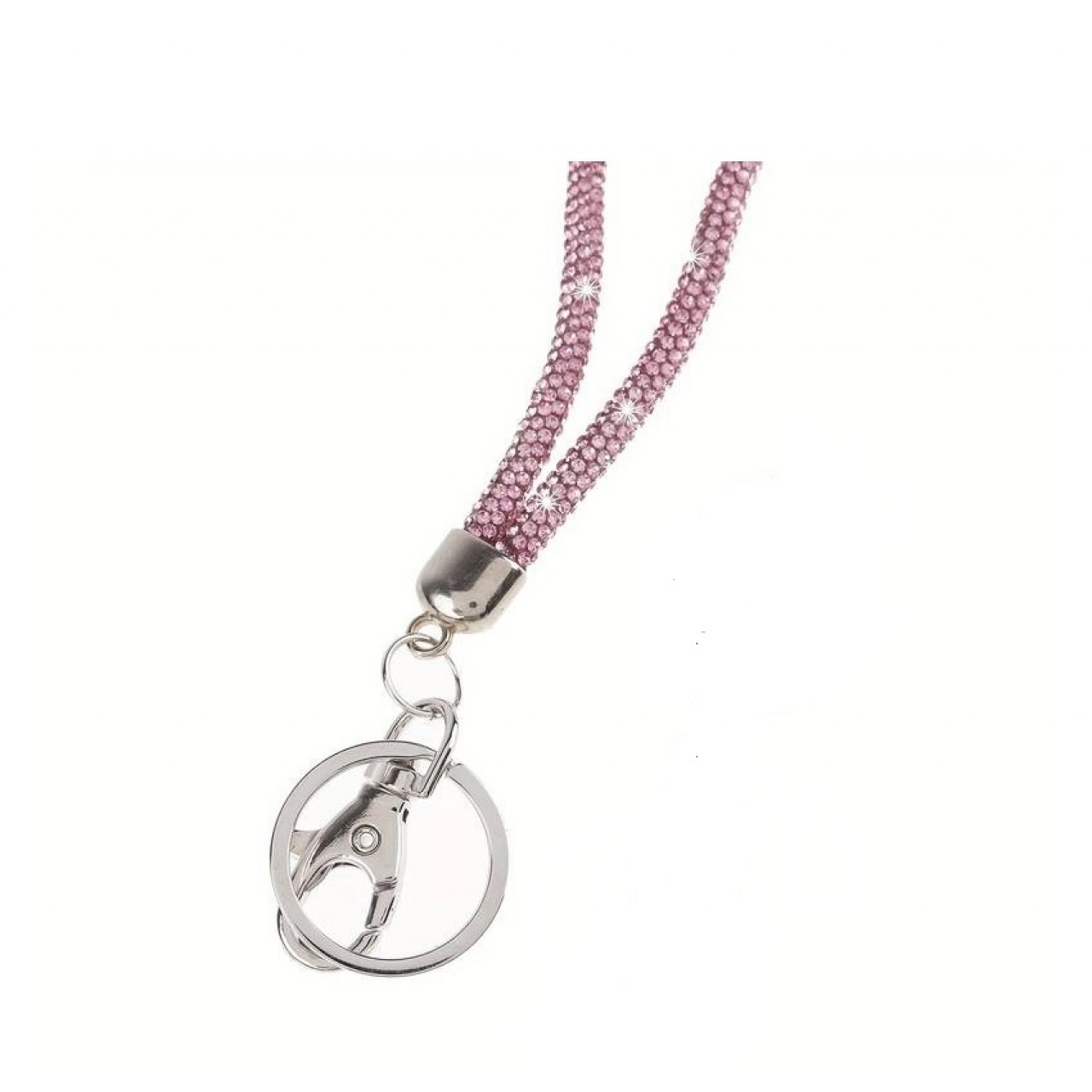Λουράκι Λαιμού Κινητού Στρας με Μεταλλικό Δαχτυλίδι Ροζ - Pink Mobile Strass Necklace