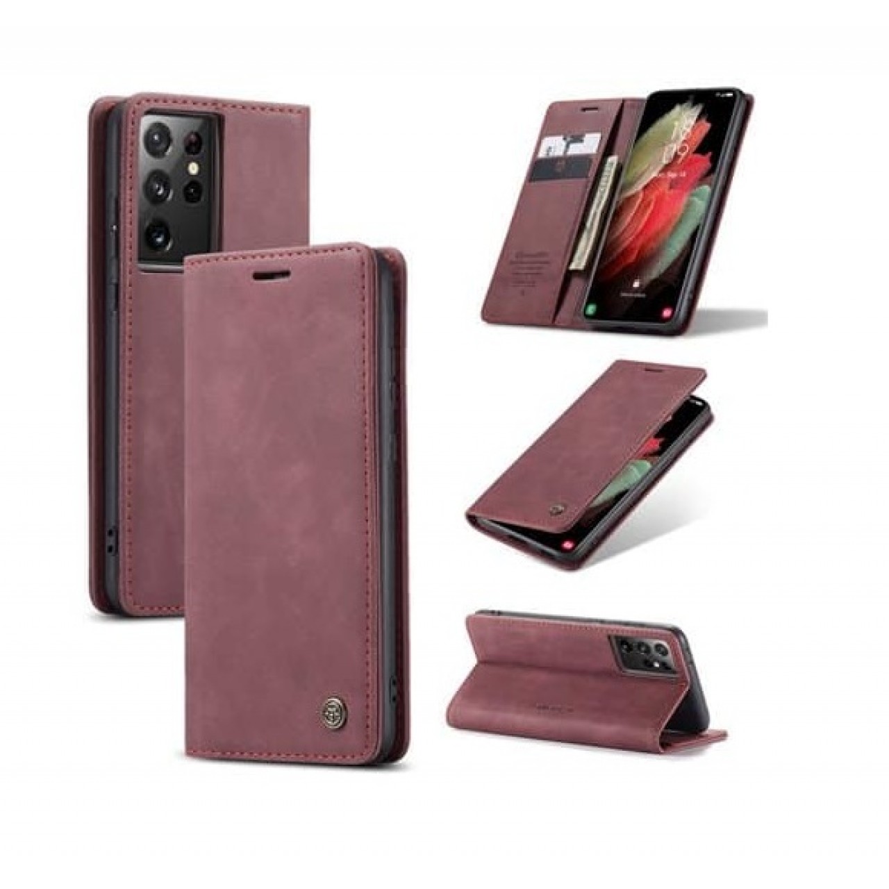 iPhone 13 Θήκη Κινητού Δερμάτινη Μαγνητική - Mobile Case Leather Book CaseMe Plum