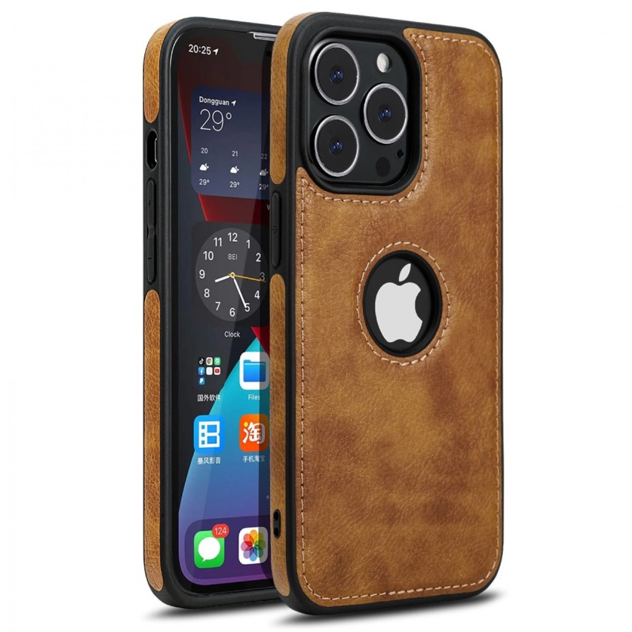 iPhone 13 Pro Θήκη Κινητού από Οικολογικό Δέρμα - Back Leather Case Brown