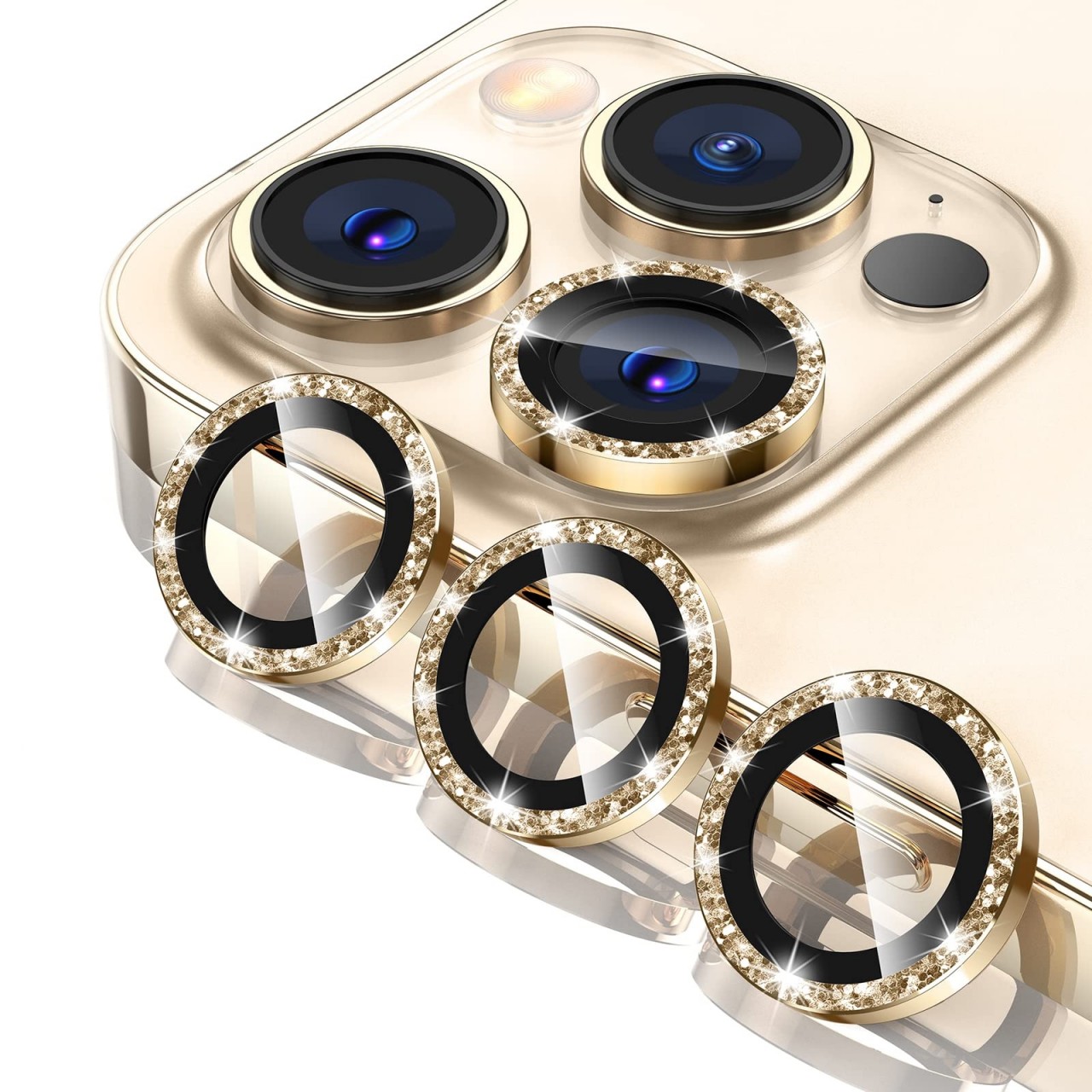 iPhone 13 Pro Max Προστασία Κάμερας Χρυσό Strass - Camera Protector Ring Strass Gold