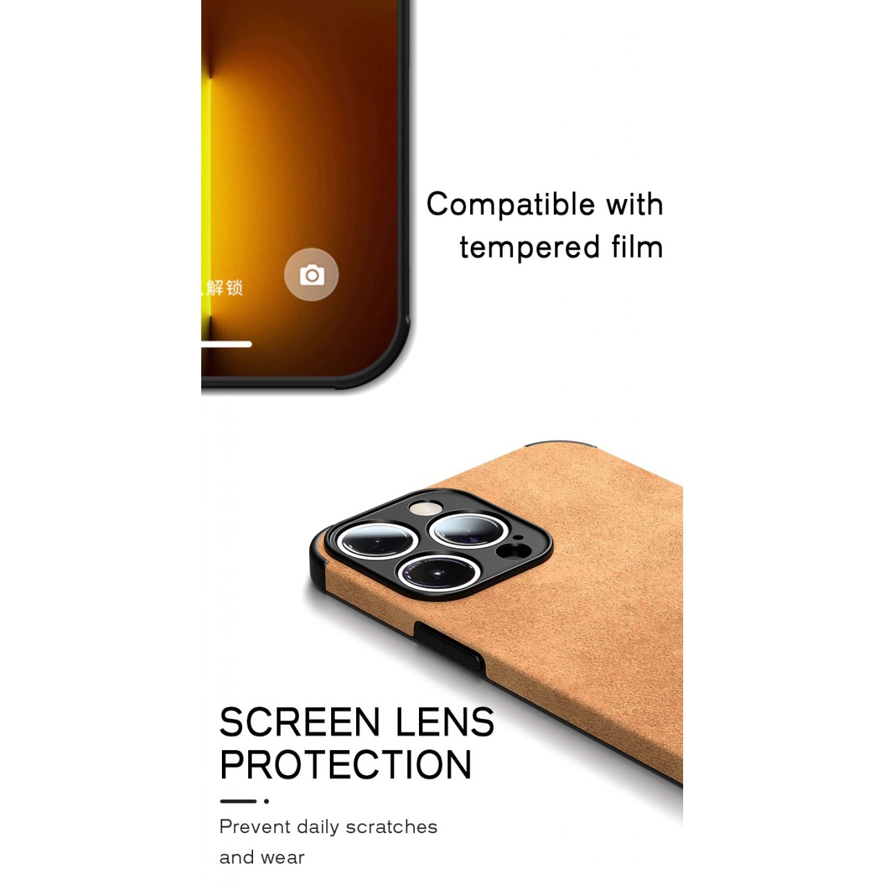 iPhone 14 Pro Θήκη Προστασίας Κινητού - Mobile Back Case Leather Lampskin Shockproof Grey