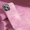 iPhone 14 Pro Θήκη Προστασίας Κινητού - Mobile Back Case Leather Lampskin Shockproof Pink