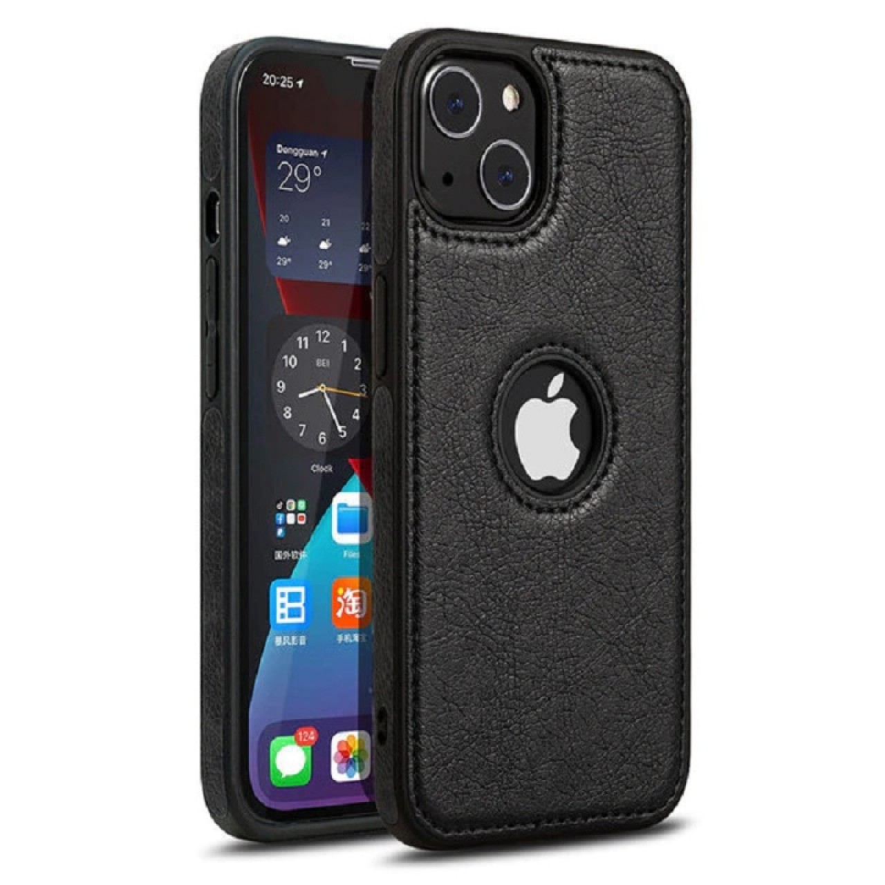 iPhone 14 Θήκη Κινητού από Οικολογικό Δέρμα - Back Leather Case Black