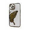 iPhone 15 Glitter Case Butterfly - Θήκη Σιλικόνης με Προστασία Κάμερας Gold