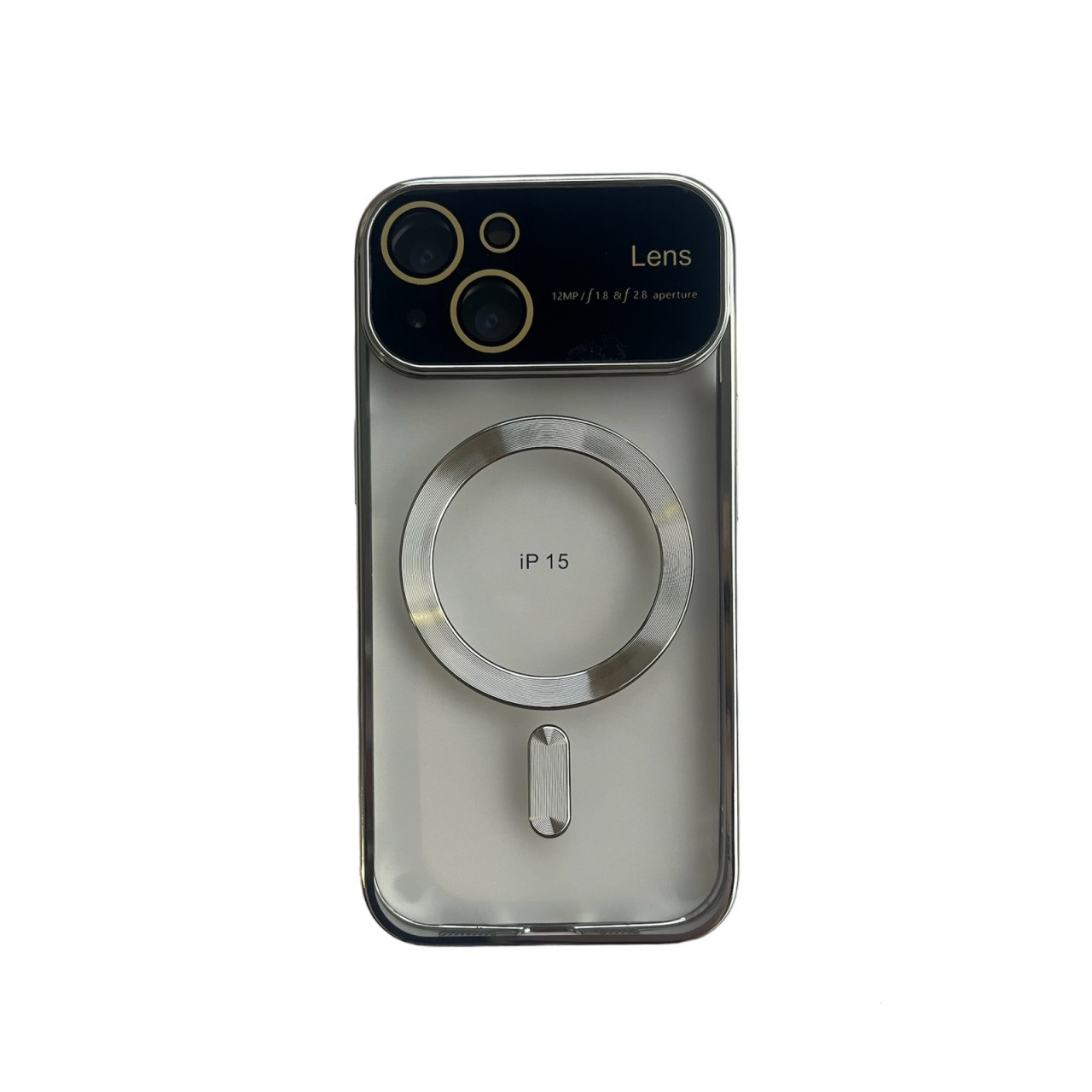 iphone 15 MagSafe Θήκη με Προστασία Κάμερας - Silicone Case Camera Lens Protection Silver