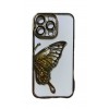 iPhone 15 Pro Glitter Case Butterfly - Θήκη Σιλικόνης με Προστασία Κάμερας Gold