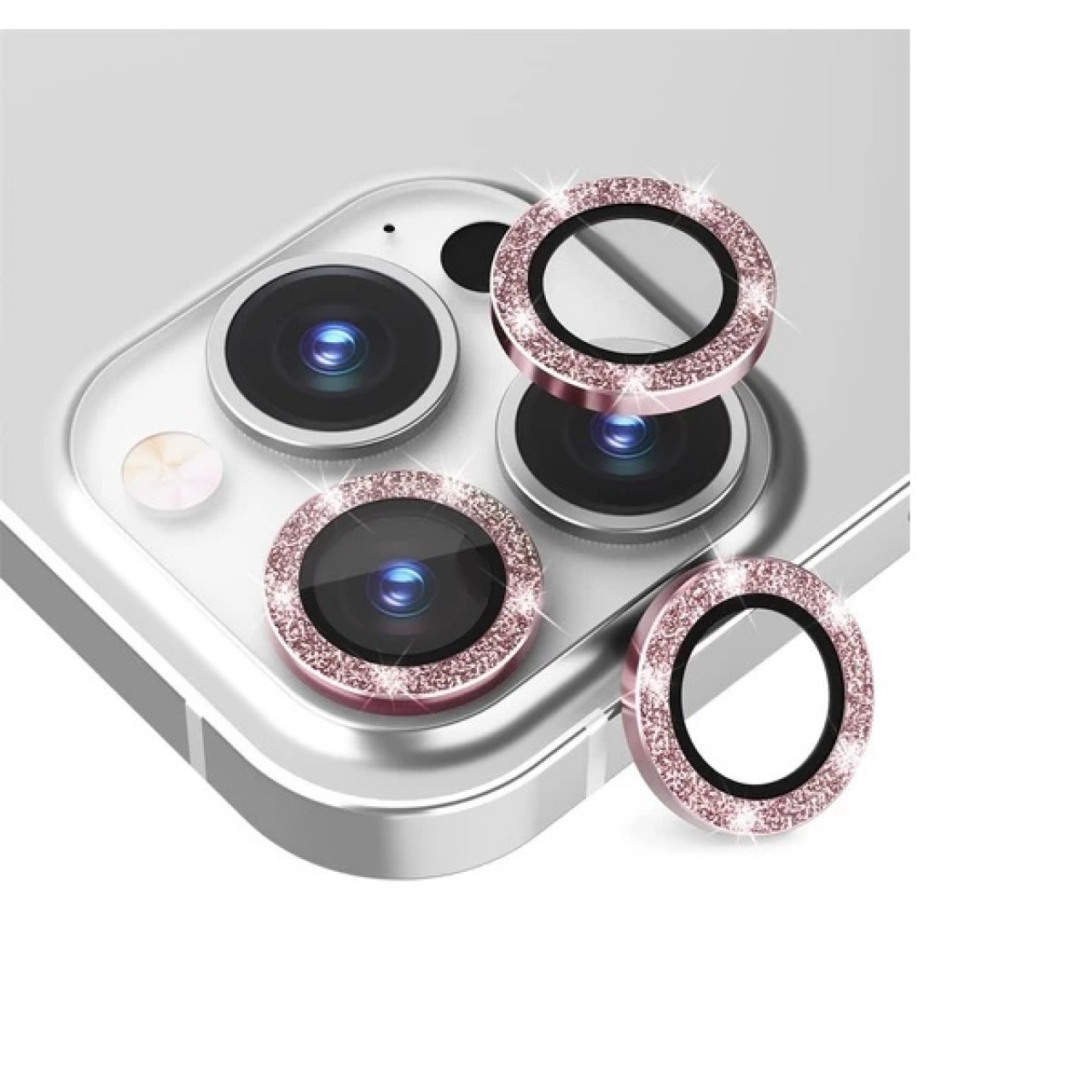 iPhone 15 Pro Προστασία Κάμερας Ροζ Στρας - Camera Protector Ring Strass