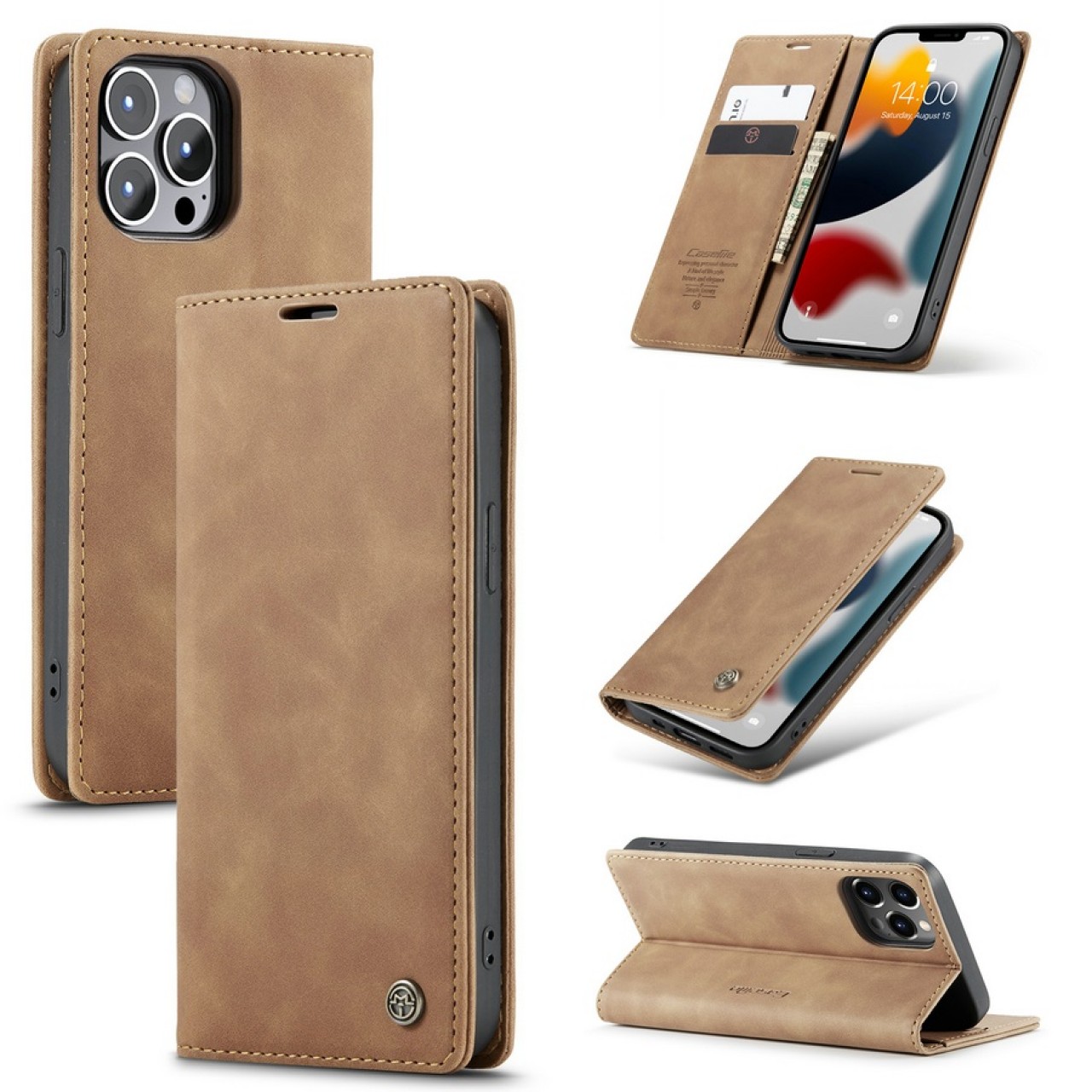 iPhone 15 Pro Θήκη Κινητού Μαγνητική - Mobile Case Leather Book CaseMe Ταμπά
