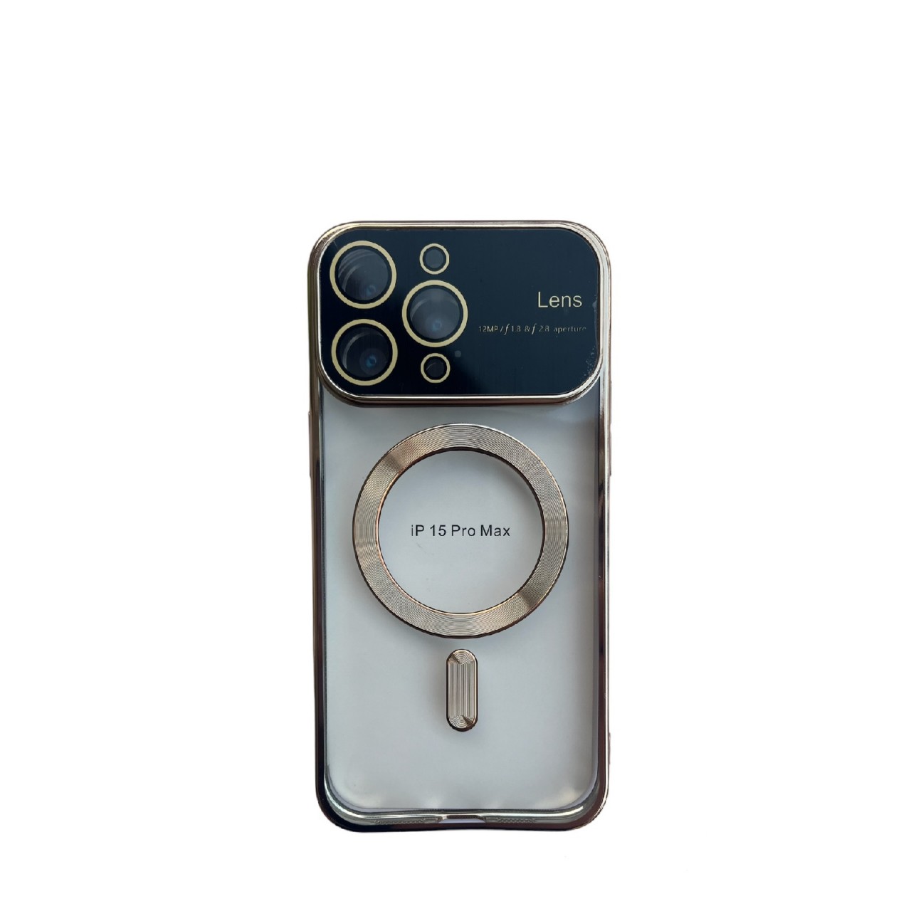 iphone 15 Pro Max MagSafe Θήκη με Προστασία Κάμερας - Silicone Case Camera Lens Protection Gold