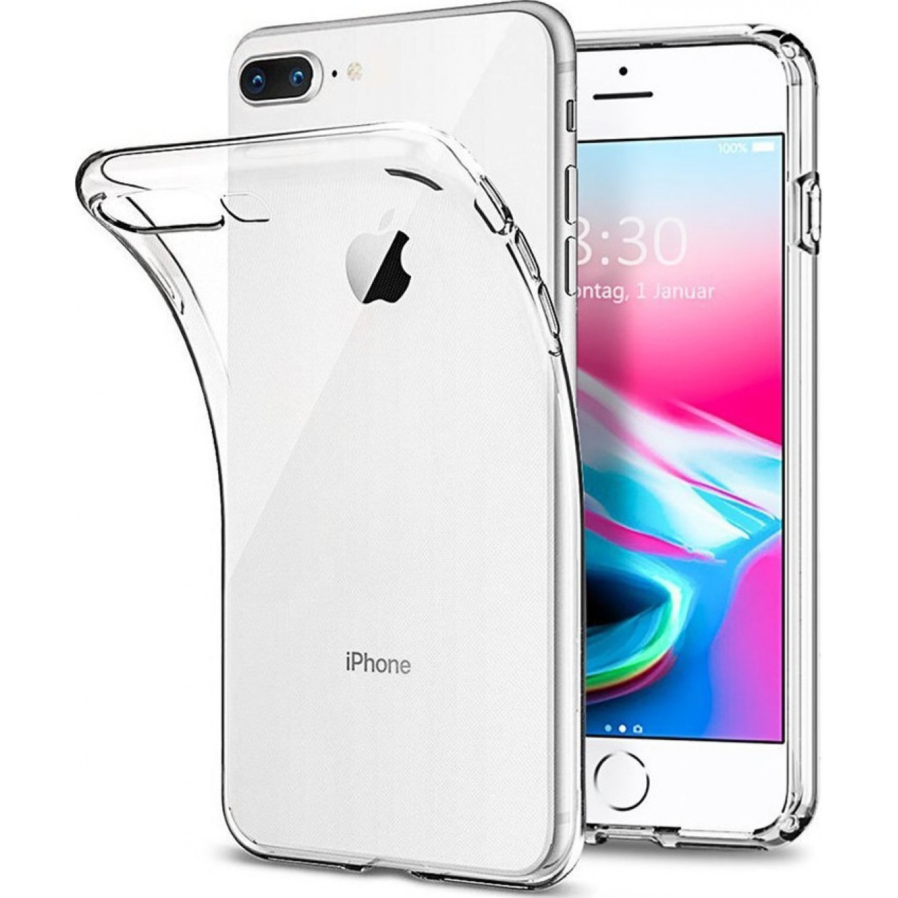 iPhone 7 Plus - 8 Plus Διάφανη Θήκη Σιλικόνης με Προστασία Κάμερας