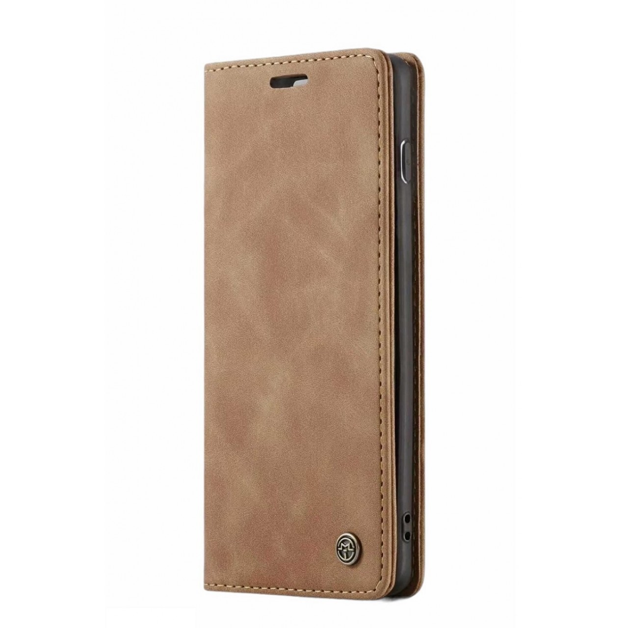 Θήκη Προστασίας Δερμάτινη Τύπου Wallet iPhone XS Max - Luxury Leather Flip Case Caseme - Tan