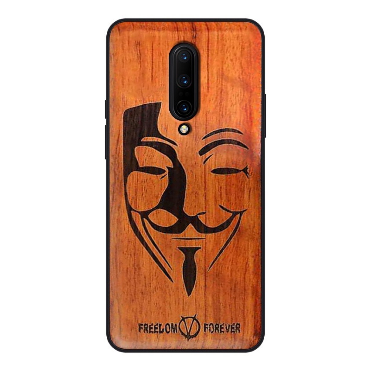 Oneplus 7 Pro Wooden Case - Σκαλιστή Ξύλινη Θήκη Κινητού Mask