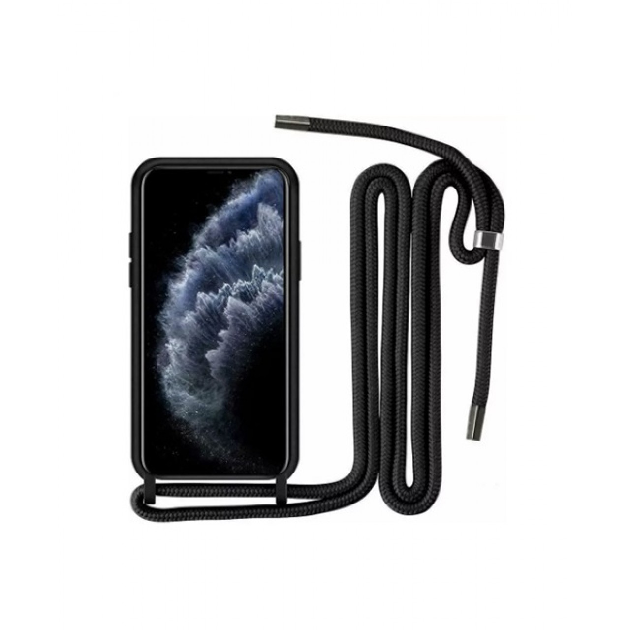 Samsung Galaxy A15 Θήκη Σιλικόνης με Κορδόνι - Black Back Case Μαύρη