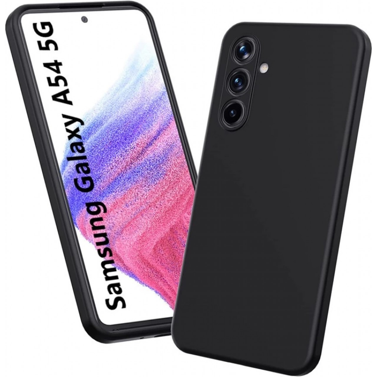 Θήκη Προστασίας Σιλικόνης με Προστασία Κάμερας Samsung Galaxy A54 5G - Back Cover Silicone Case with Camera Protection - Black