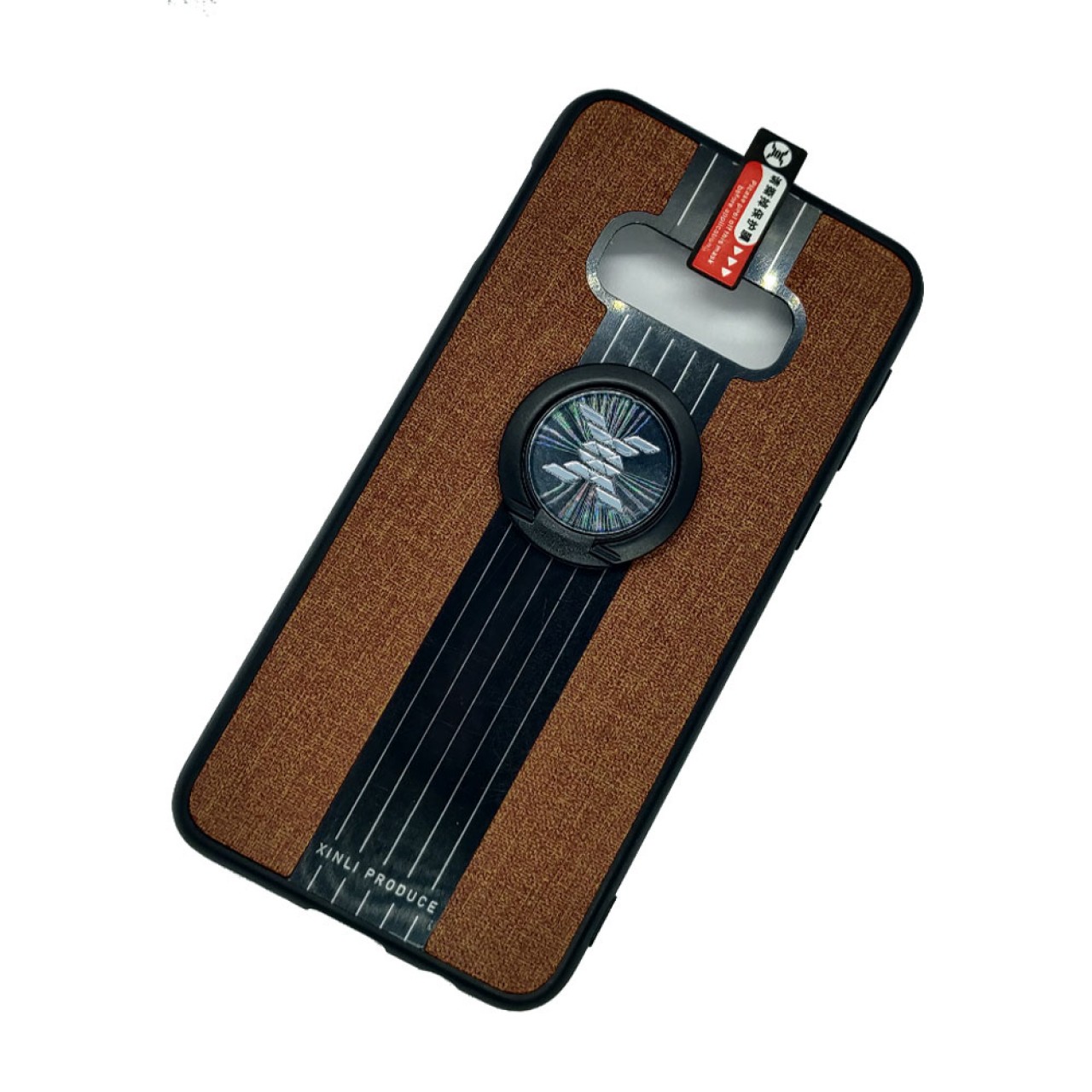 Back Case Cloth Pattern with ring for Samsung Galaxy S10e Brown - Θήκη προστασίας με δαχτυλίδι στην πλάτη Καφέ - OEM