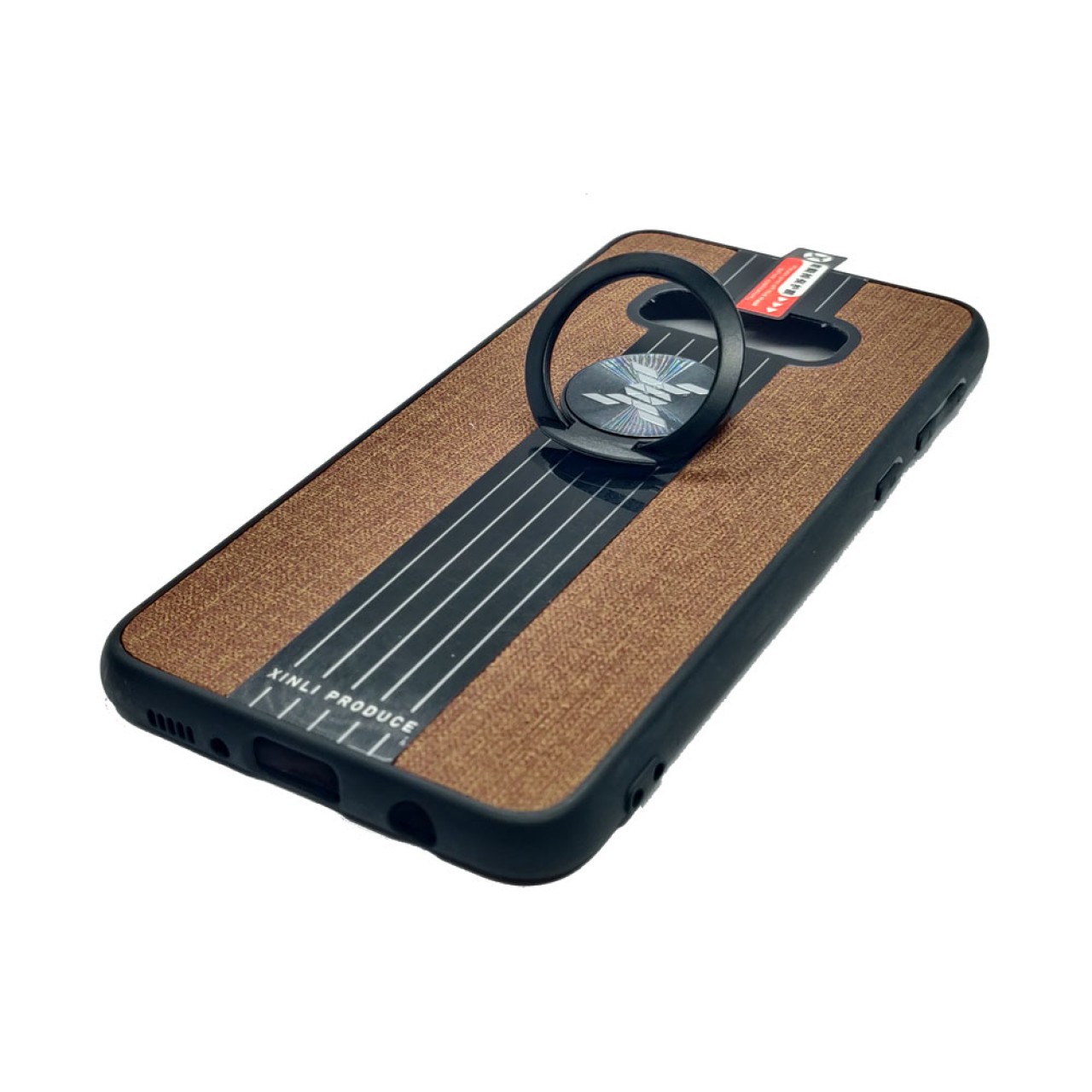 Back Case Cloth Pattern with ring for Samsung Galaxy S10e Brown - Θήκη προστασίας με δαχτυλίδι στην πλάτη Καφέ - OEM