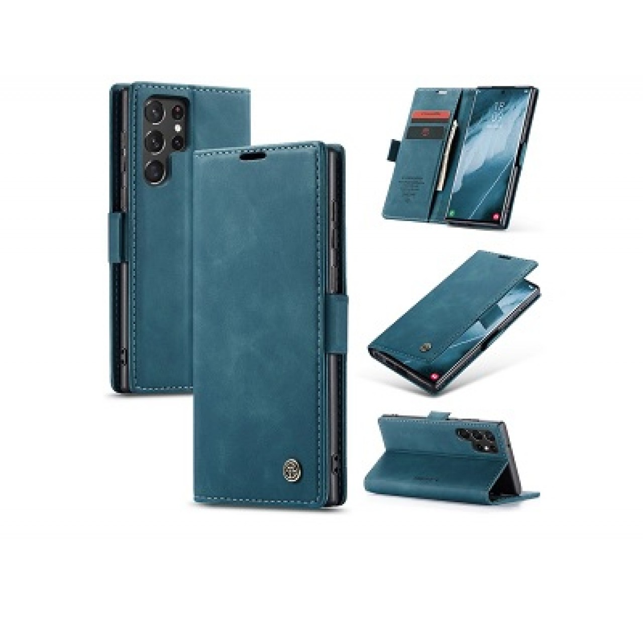 Samsung Galaxy S22 Ultra Δερμάτινη Θήκη Κινητού Μαγνητική - Mobile Case Leather Book CaseMe Green
