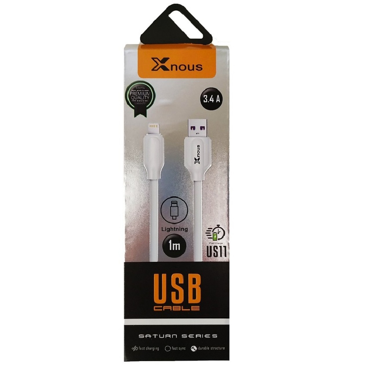 Καλώδιο Φόρτισης/Δεδομένων Xnous US11 USB σε Lightning 1μ 3.4A (λευκό)