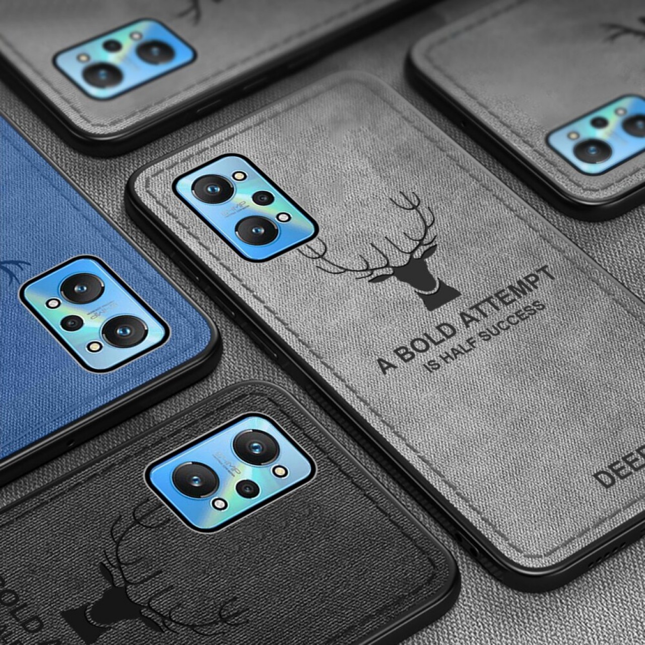 Θήκη Προστασίας με Προστατευτικό Κάμερας Realme 9i - Deer Cloth Back Case with Camera Protection - Blue