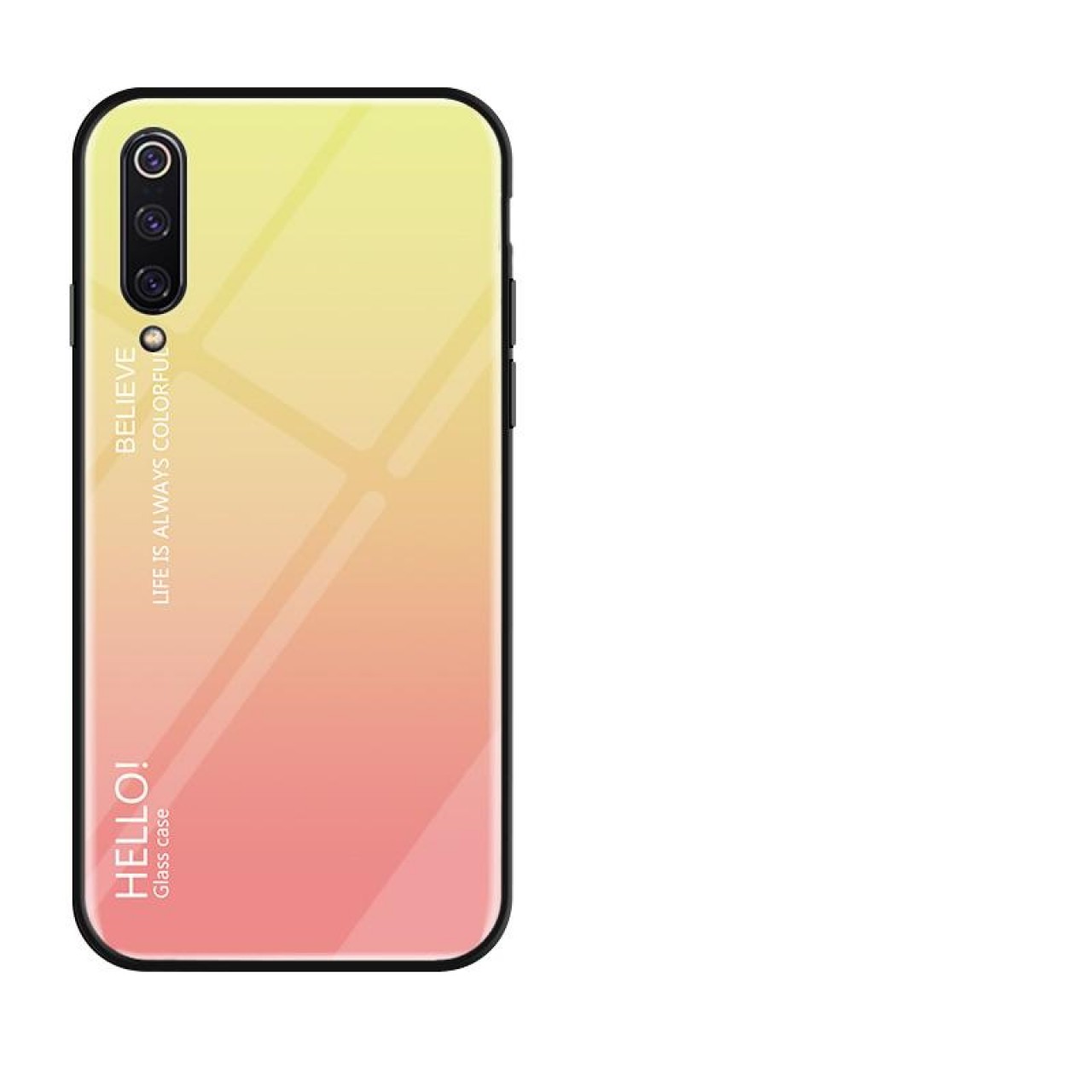 Luxury Glass Case For Xiaomi Mi 9SE Silicone Cover Hybrid Back Cover - Yellow