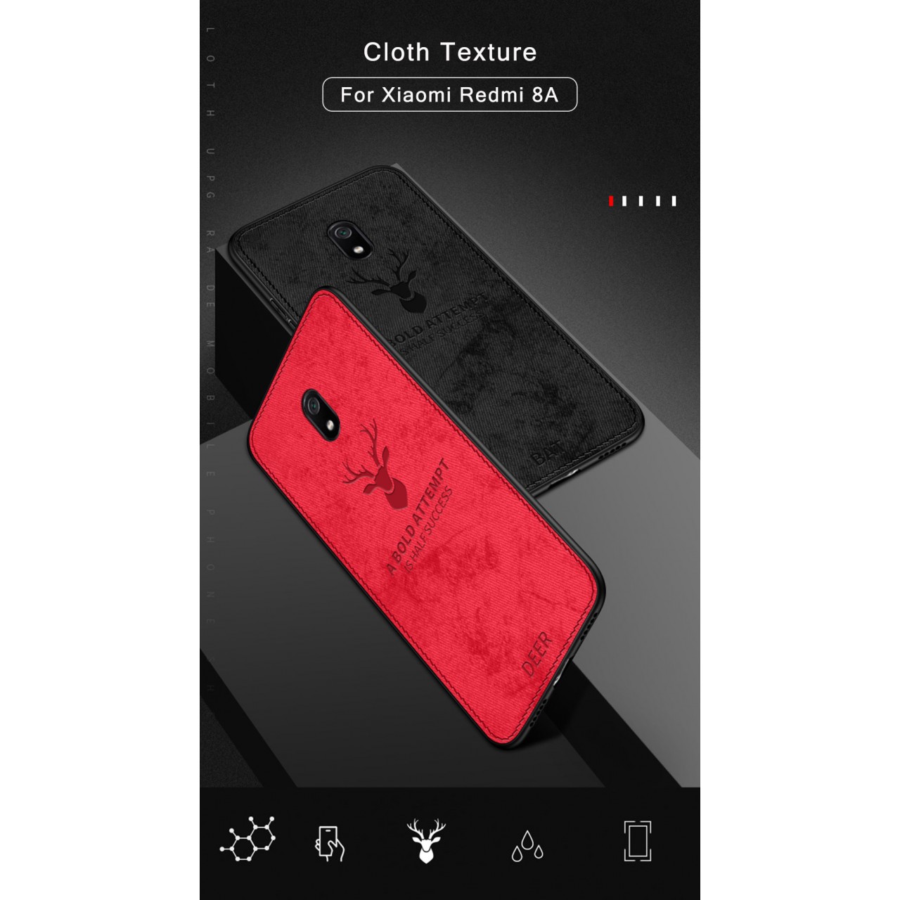 DEER CLOTH BACK CASE FOR XIAOMI REDMI 8A - RED
