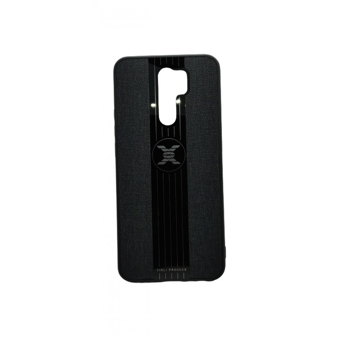 Back Case Cloth Pattern with ring Black for Redmi 9 - Θήκη προστασίας με δαχτυλίδι στην πλάτη Μαύρη - OEM