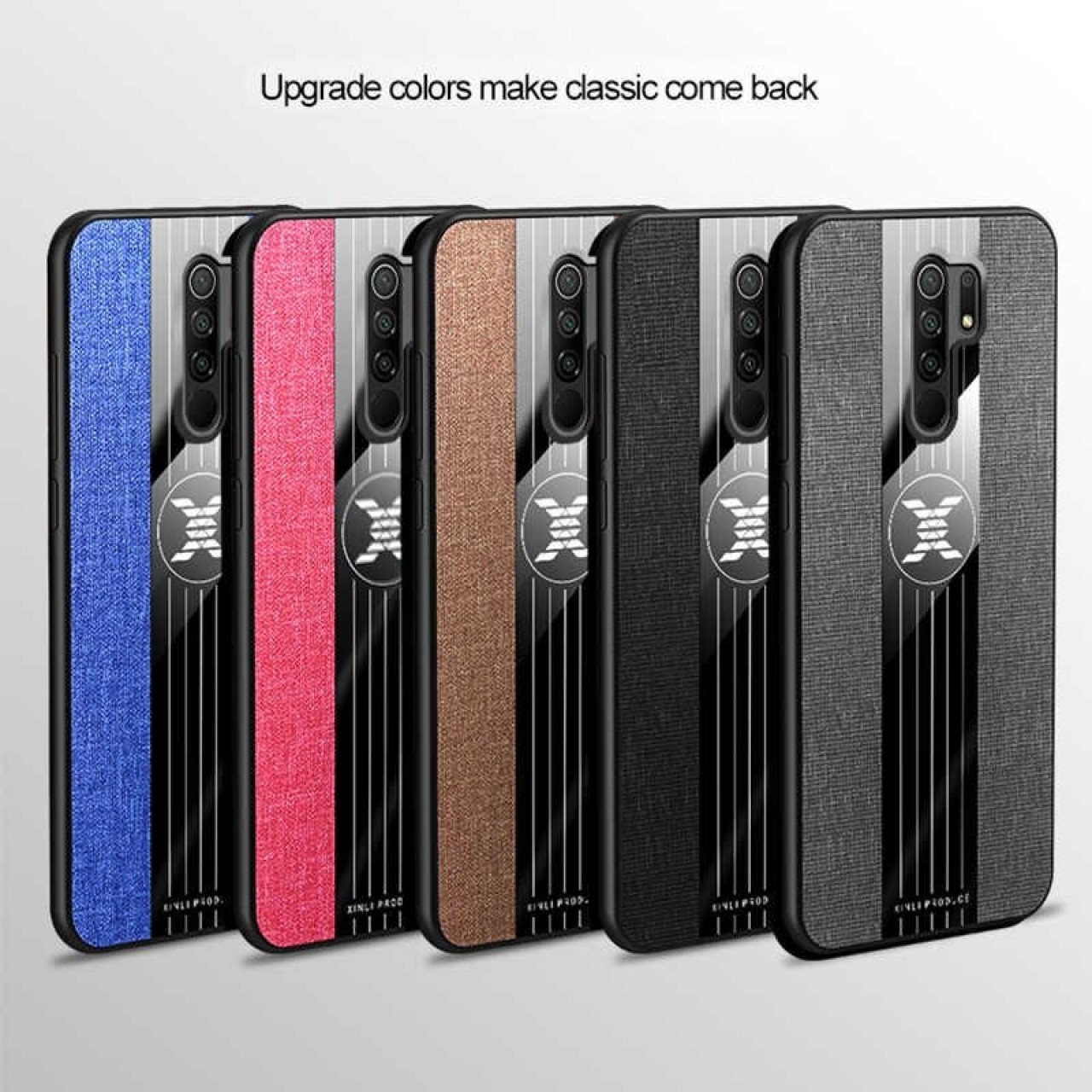 Back Case Cloth Pattern with ring Brown for Redmi 9 - Θήκη προστασίας με δαχτυλίδι στην πλάτη Καφέ - OEM