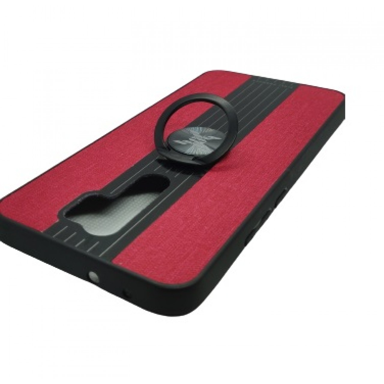 Back Case Cloth Pattern with ring Red for Redmi 9 - Θήκη προστασίας με δαχτυλίδι στην πλάτη Κόκκινη - OEM