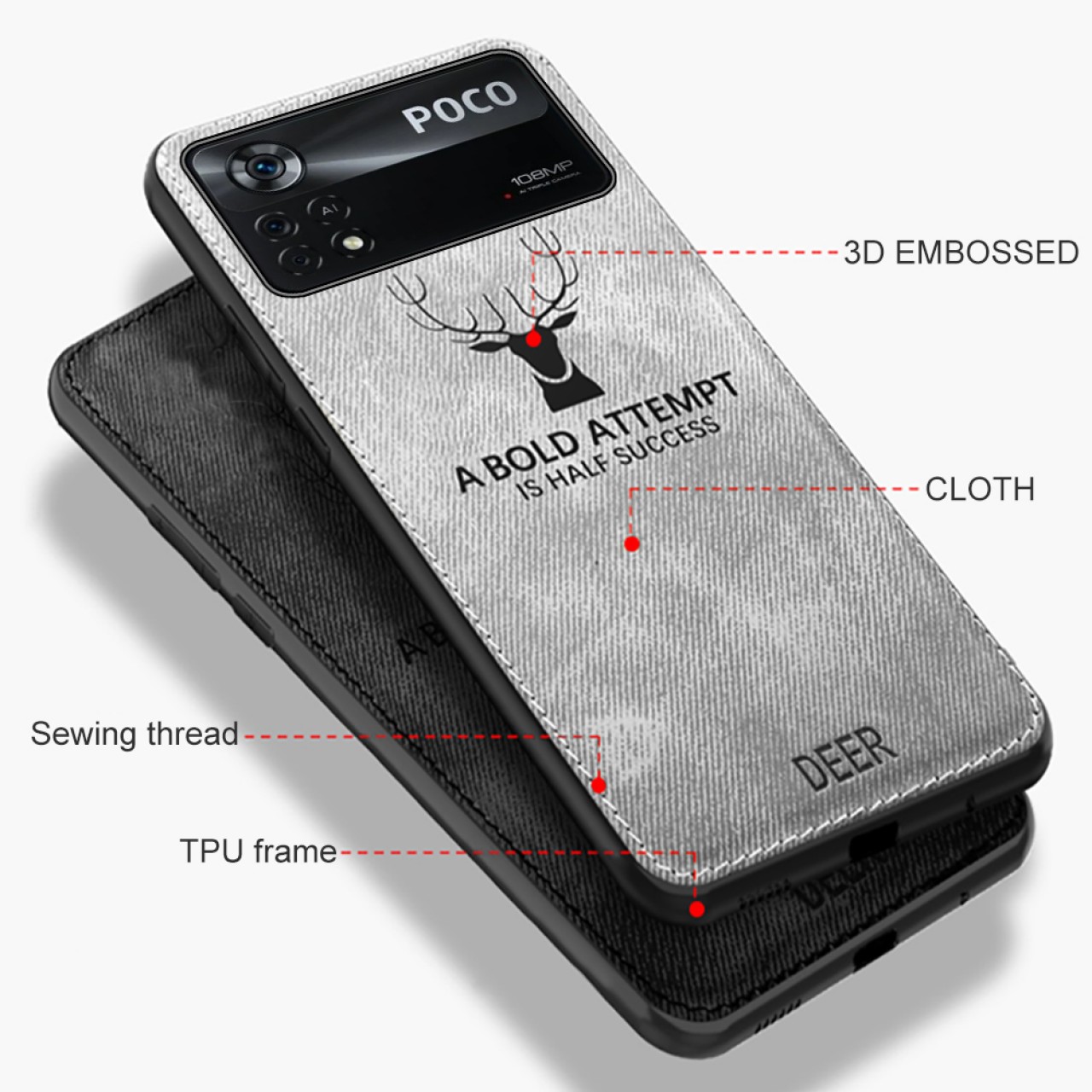 DEER CLOTH CASE WITH CAMERA PROTECTION FOR XIAOMI POCO X4 PRO 5G - ΜΠΛΕ