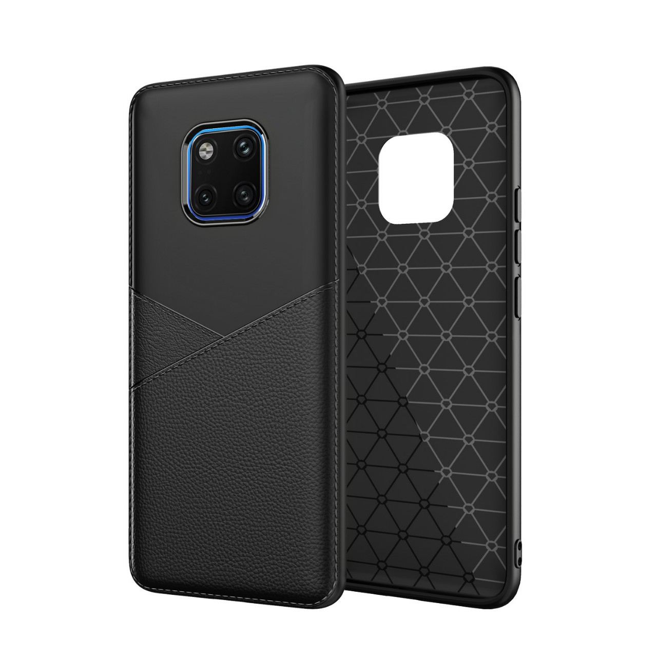 NORDIC LEATHER EFFECT BACK CASE FOR HUAWEI MATE 20 - BLACK